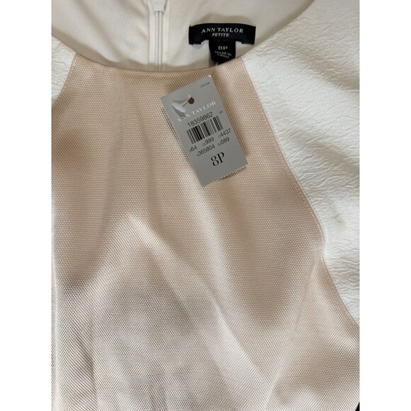 Ann Taylor Dress Sleeveless Sheath Black Cream Tan Size 8P NWT - Picture 5 of 5
